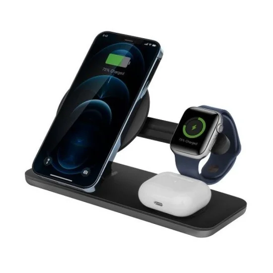 Energea Magdisc Trio 3 IN 1 Magnetic Fast Wireless Charging 5W/7.5W/10W - Black
